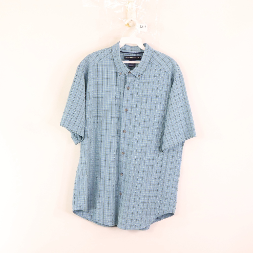 ExOfficio Mens Large Multi-Color Hiking Shirt Blue
